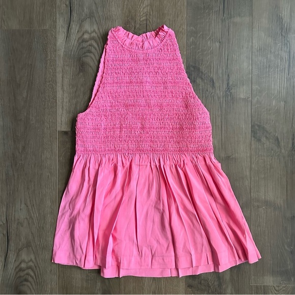 NWT Trina Turk El Rancho Halter Neck Peplum Top in Candy Pink - Size Medium - Picture 3 of 7